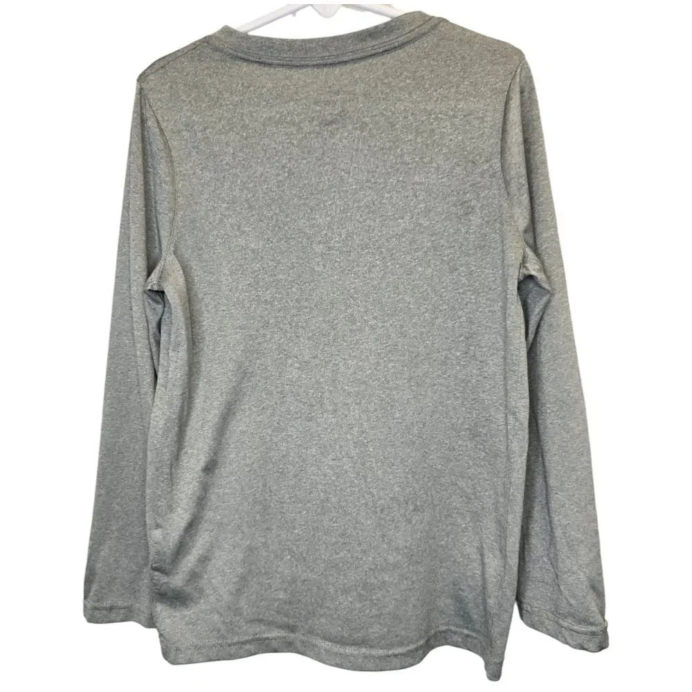 Nike Boys Small The Nike Tee Swoosh Dri-Fit Long Sleeve Shirt Grey White